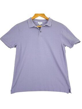 Sunspel Pique Polo Shirt Mens Medium Lavender Purple 100% Cotton Short Sleeve